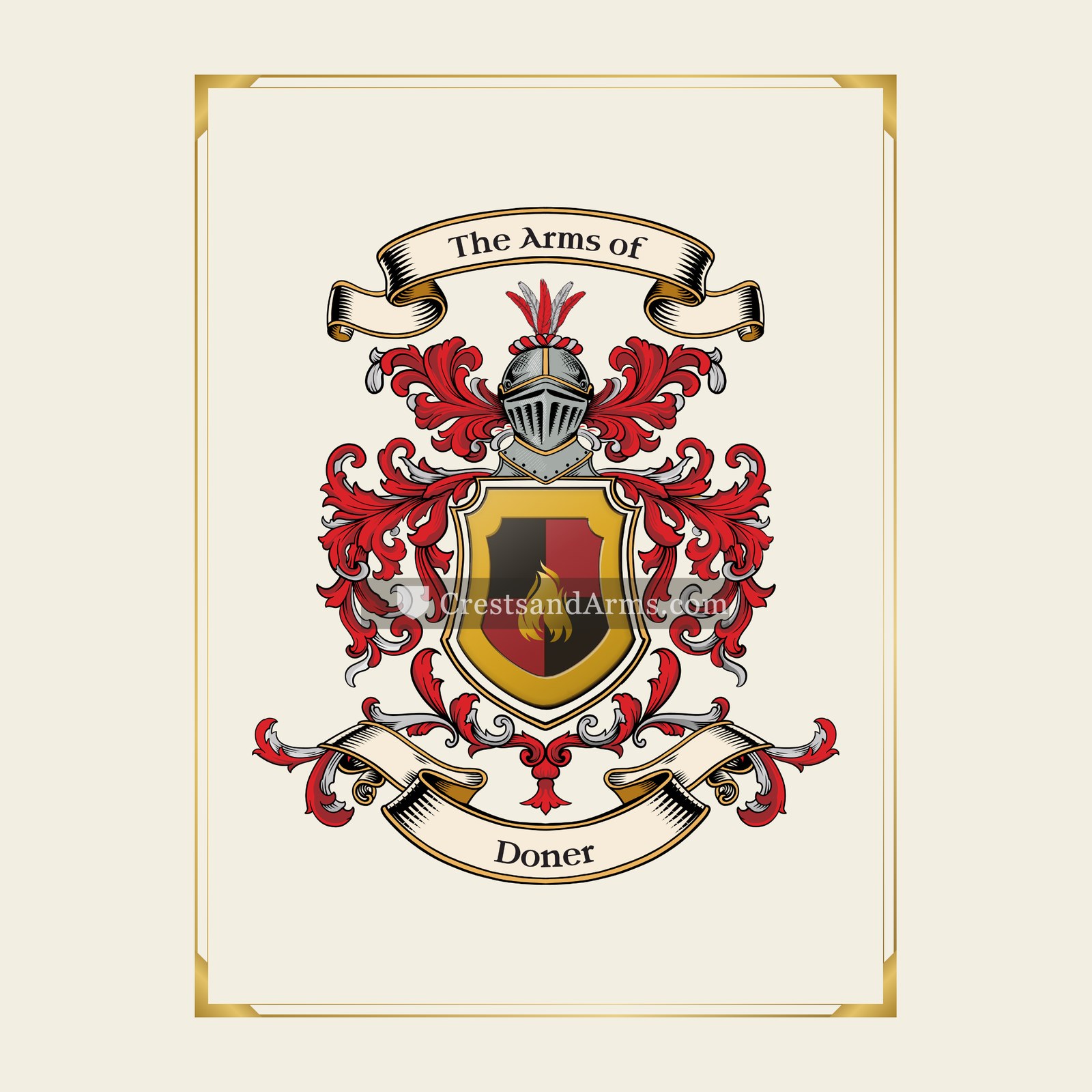 With gold border