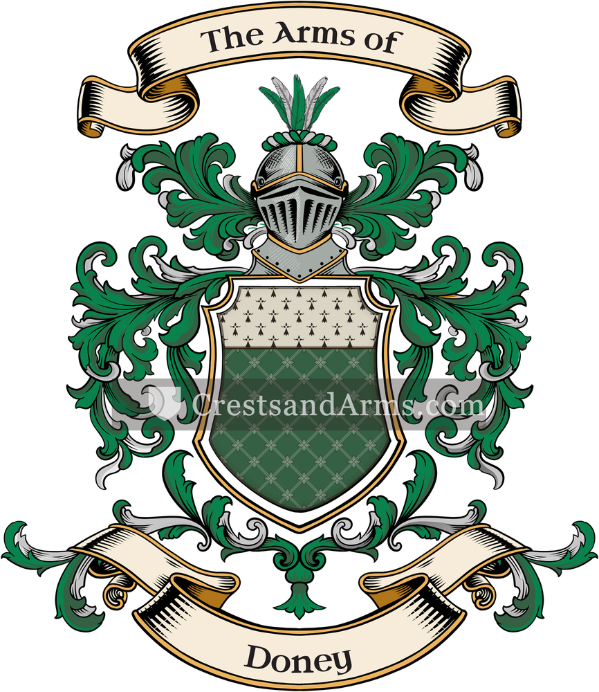 The Doney coat of arms, drawn from the recorded blazon