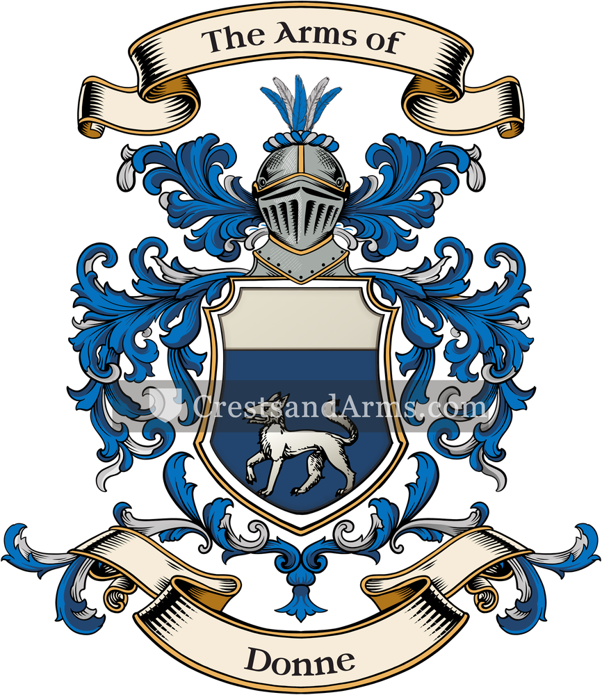 The Donne coat of arms, drawn from the recorded blazon