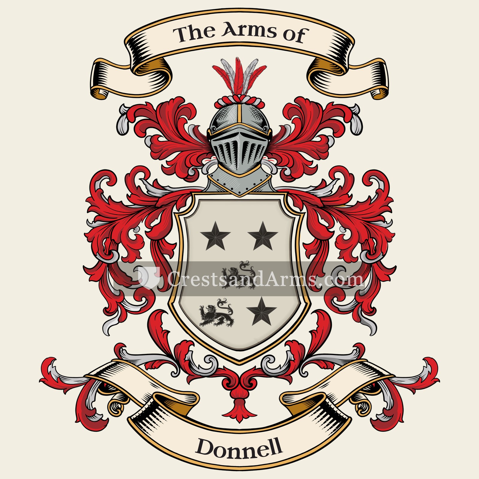 The Donnell coat of arms, drawn from the recorded blazon