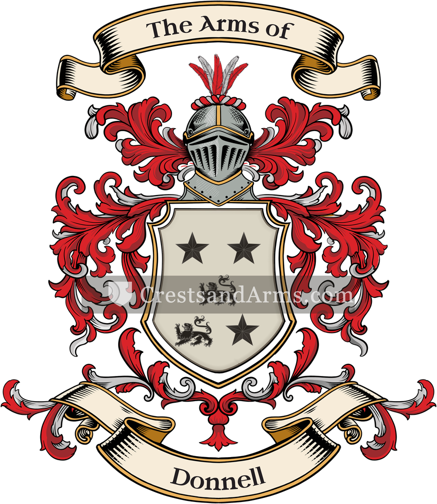 The Donnell coat of arms, drawn from the recorded blazon