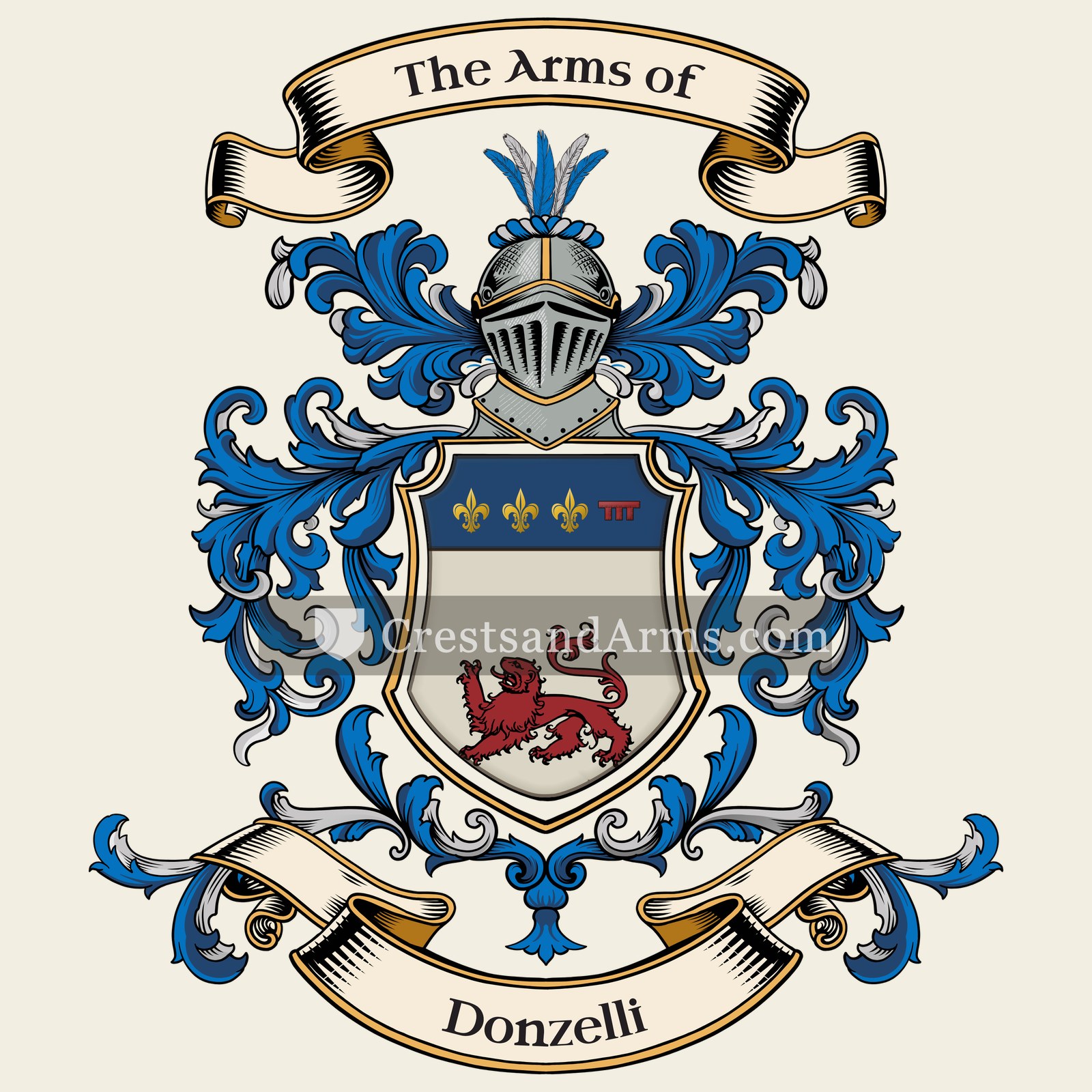 The Donzelli coat of arms, drawn from the recorded blazon
