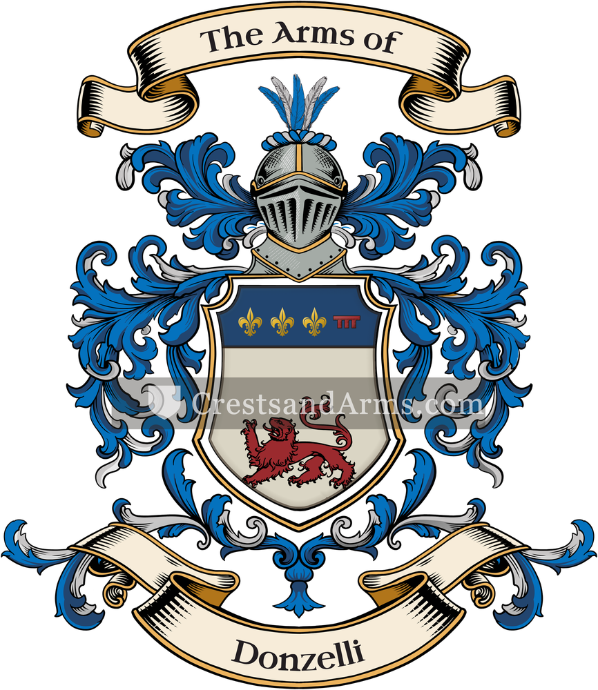 The Donzelli coat of arms, drawn from the recorded blazon