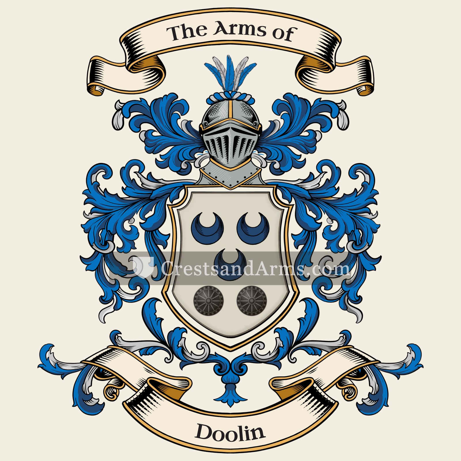 The Doolin coat of arms, drawn from the recorded blazon
