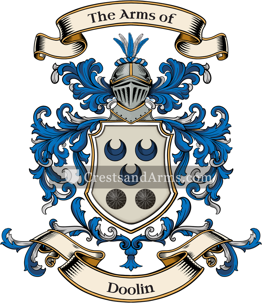 The Doolin coat of arms, drawn from the recorded blazon