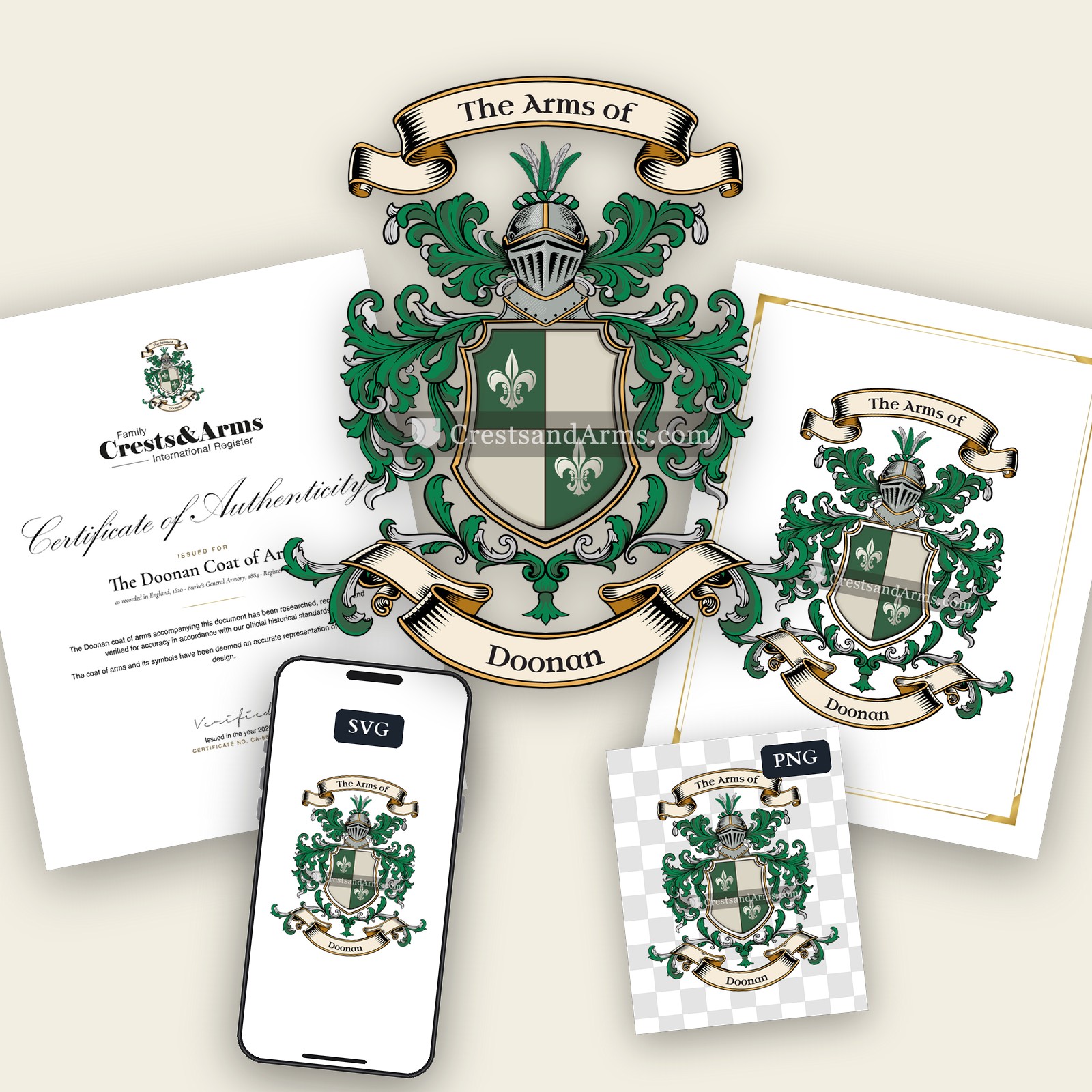 The Doonan arms on the coat of arms — digital pack