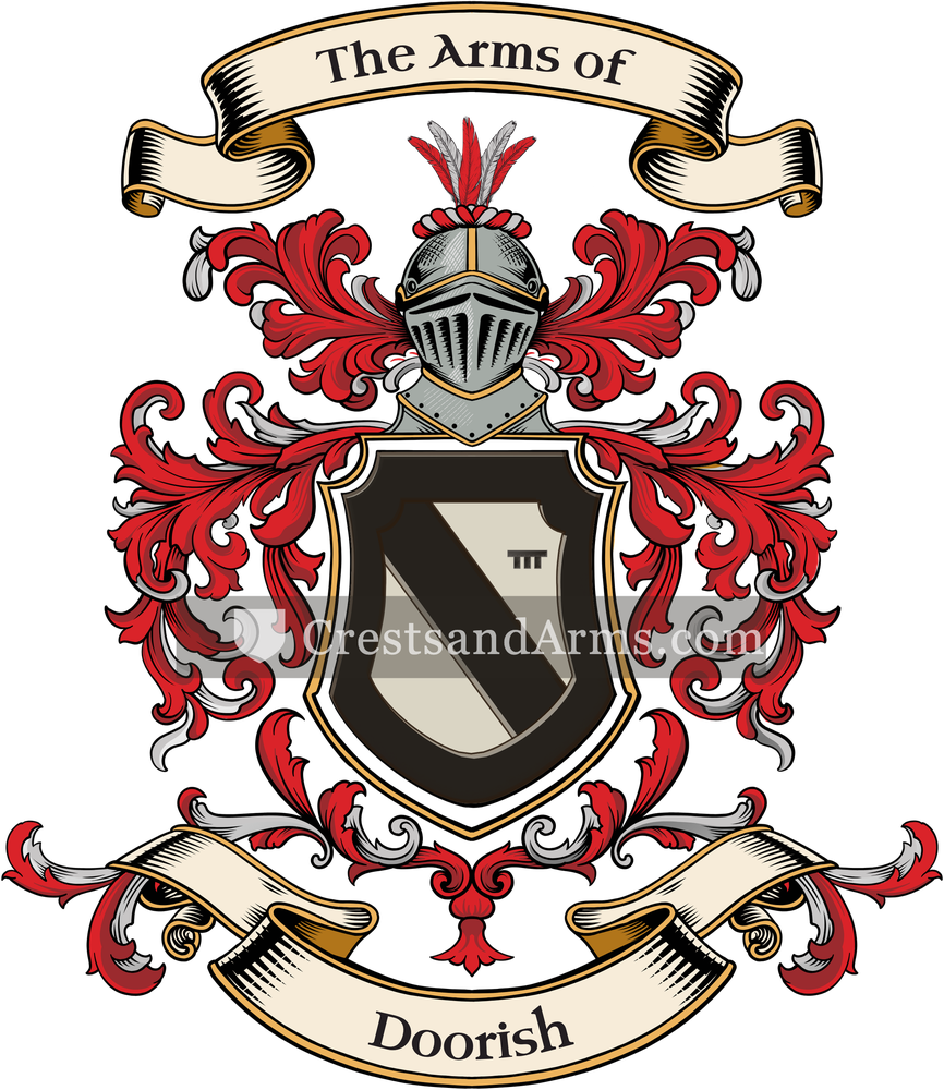 The Doorish coat of arms, drawn from the recorded blazon