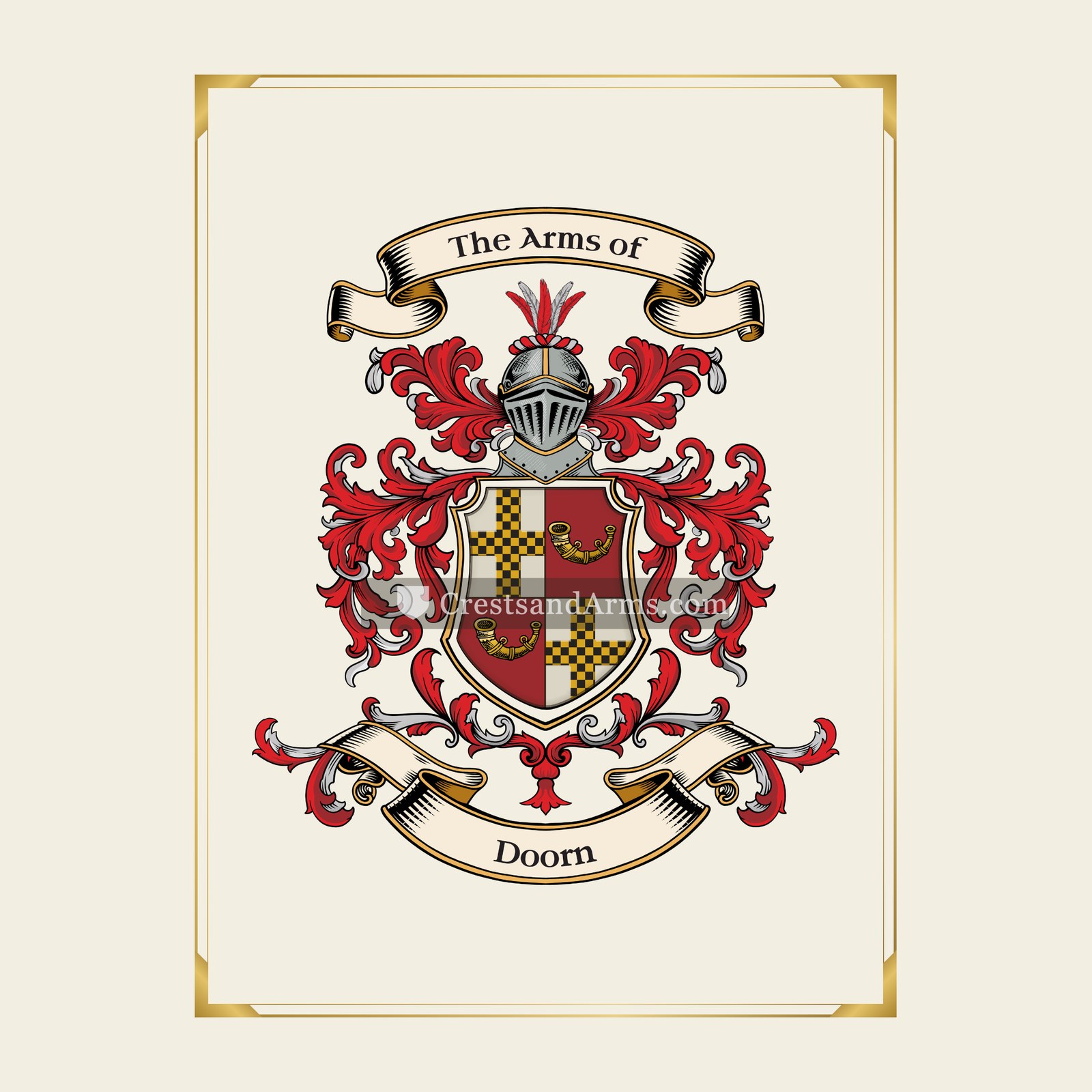 With gold border