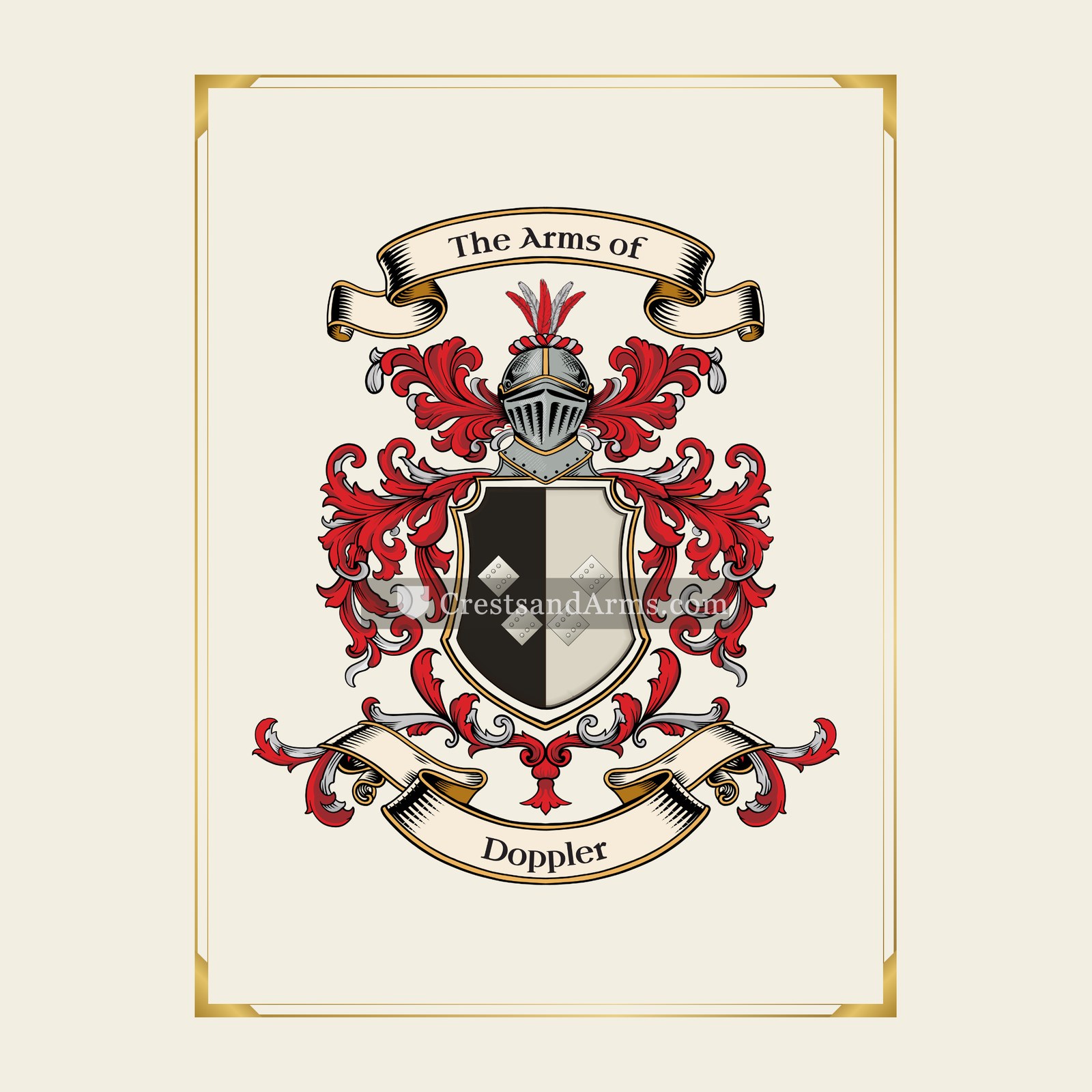 With gold border