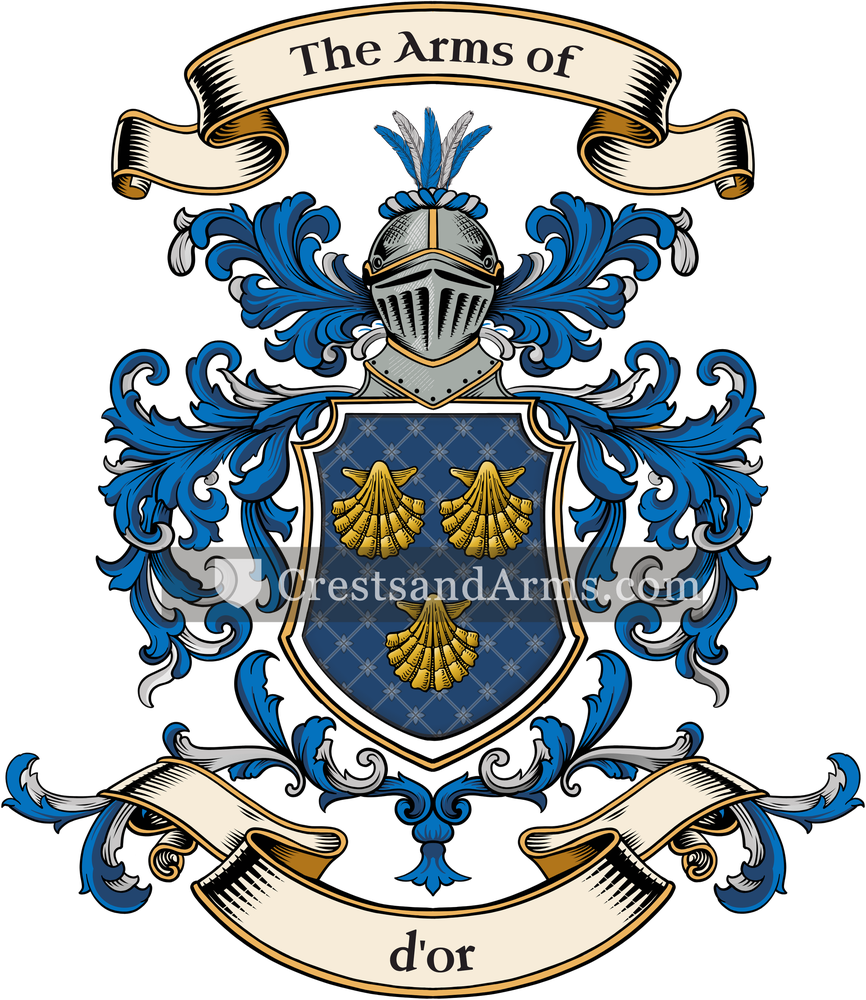 The d'or coat of arms, drawn from the recorded blazon