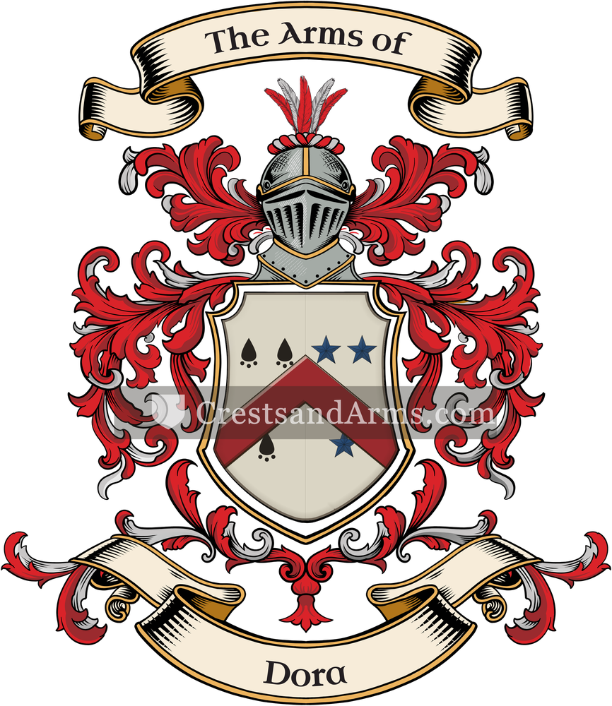 The Dora coat of arms, drawn from the recorded blazon