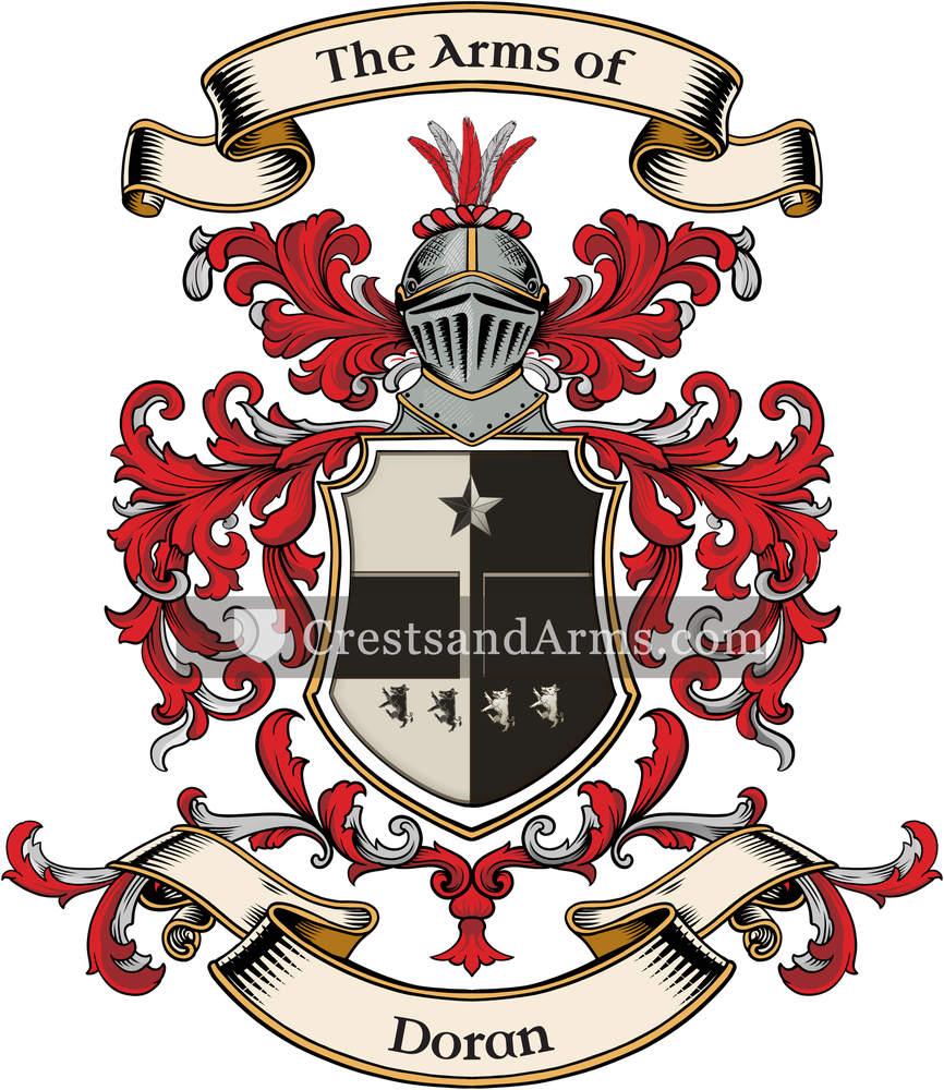 The Doran coat of arms, drawn from the recorded blazon