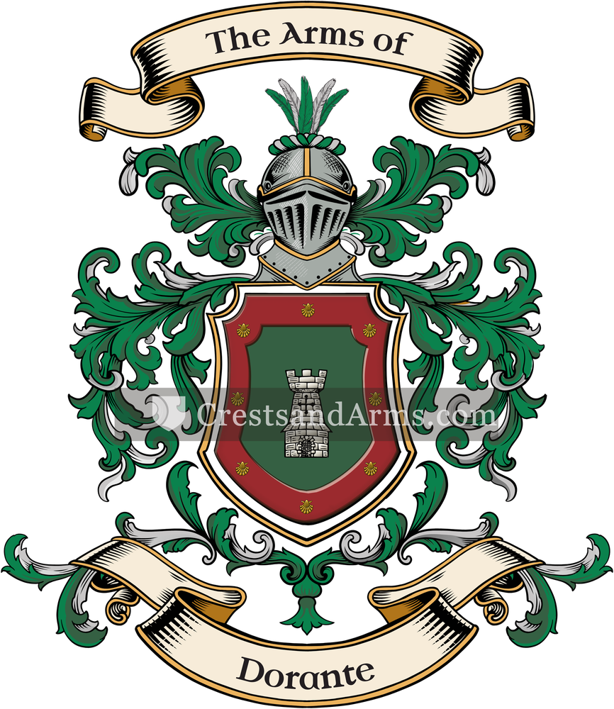 The Dorante coat of arms, drawn from the recorded blazon