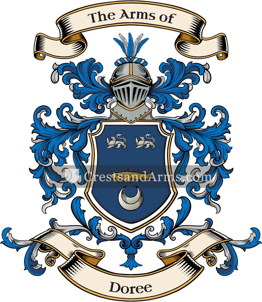 The Doree coat of arms, drawn from the recorded blazon