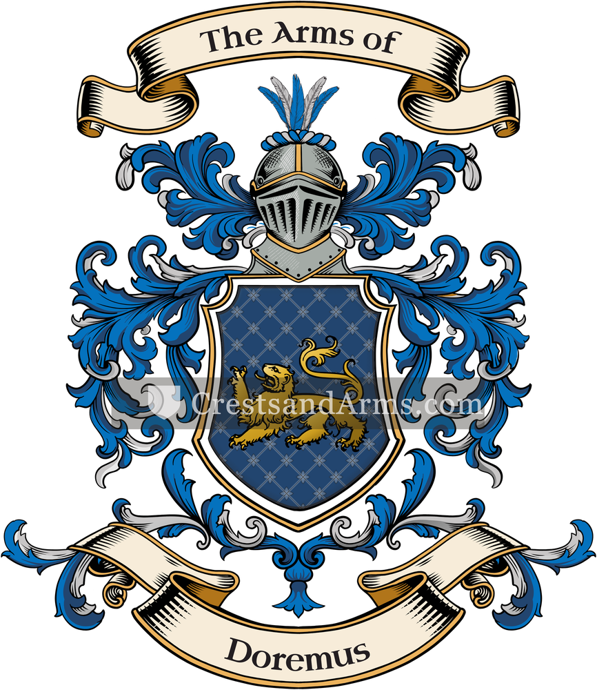 The Doremus coat of arms, drawn from the recorded blazon