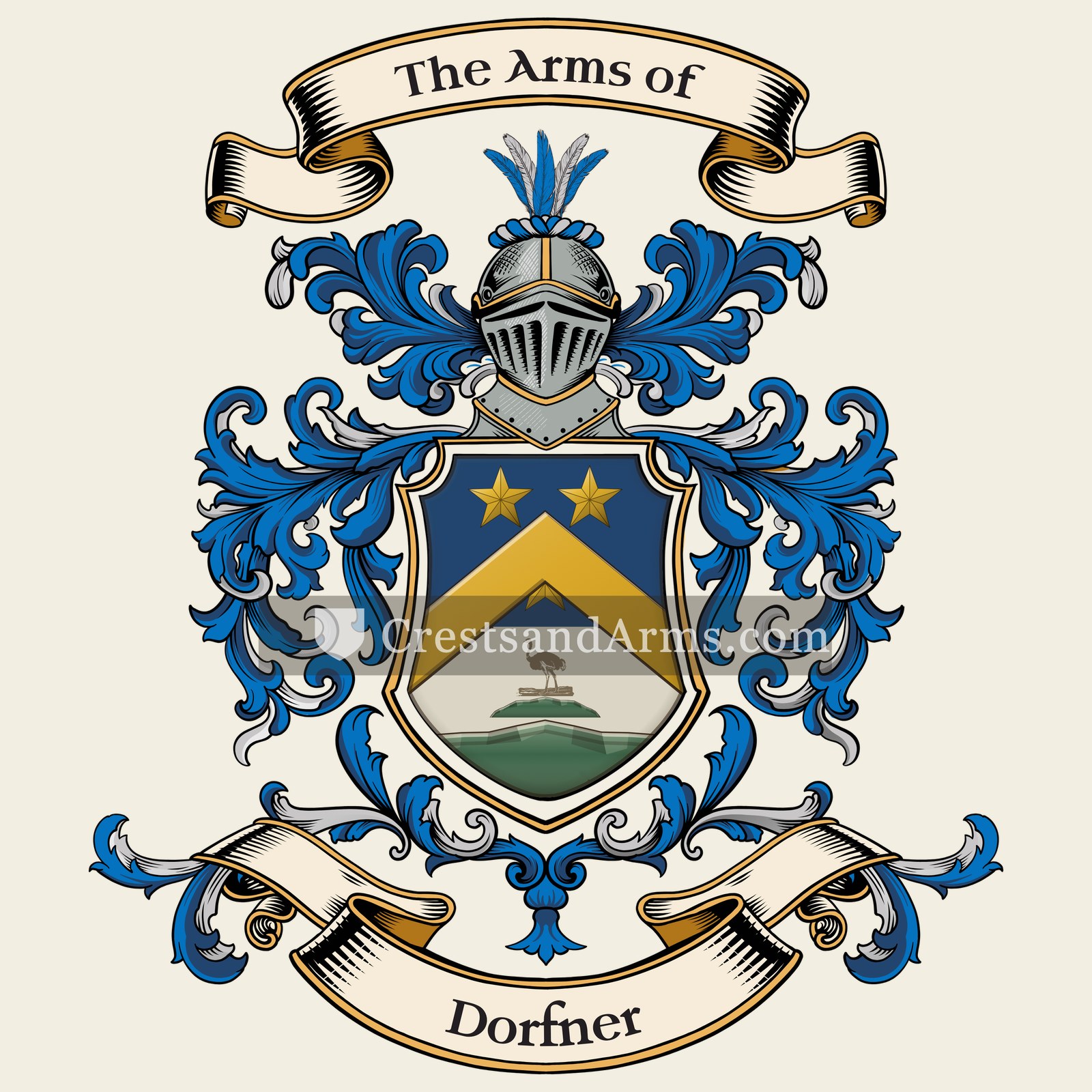 The Dorfner coat of arms, drawn from the recorded blazon