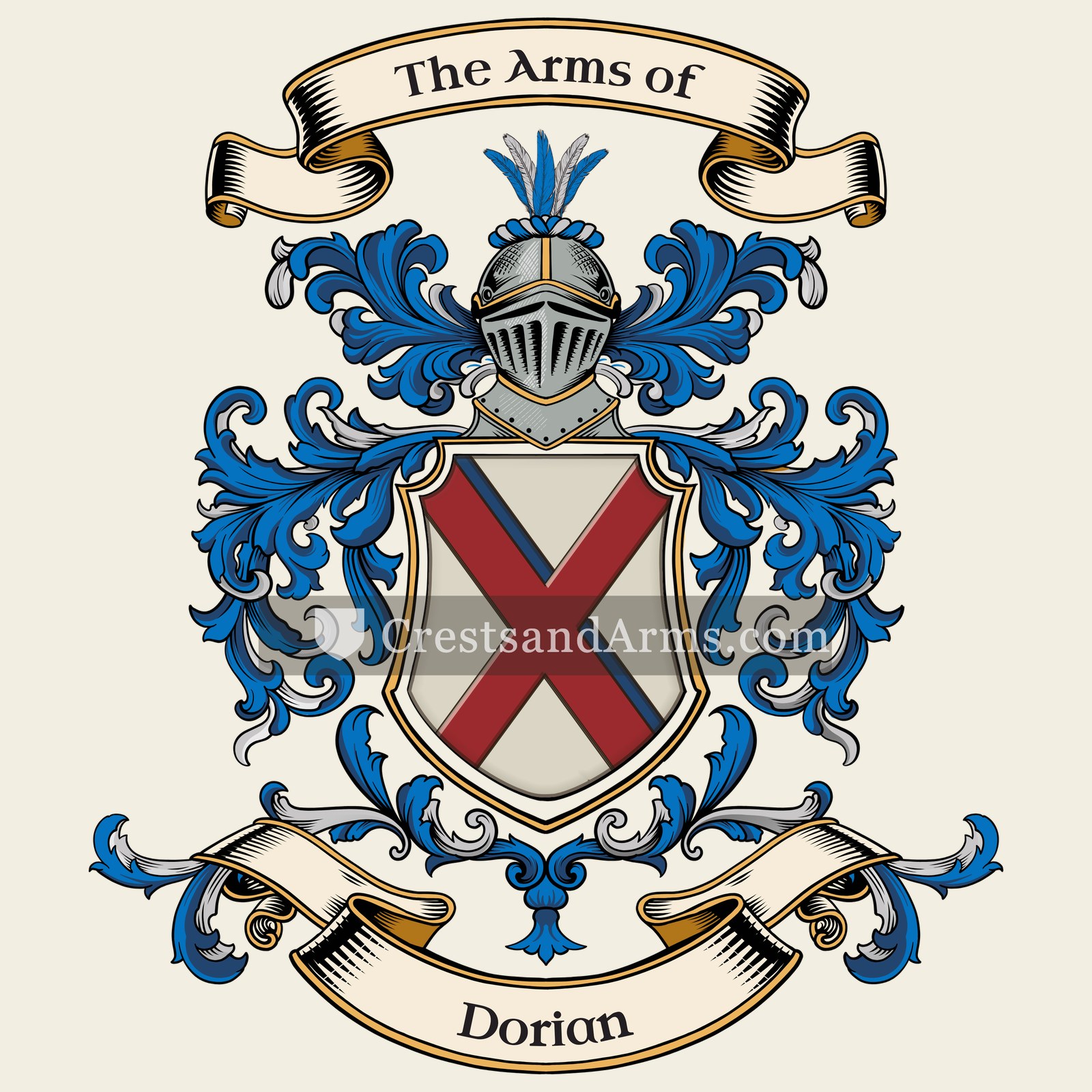 The Dorian coat of arms, drawn from the recorded blazon