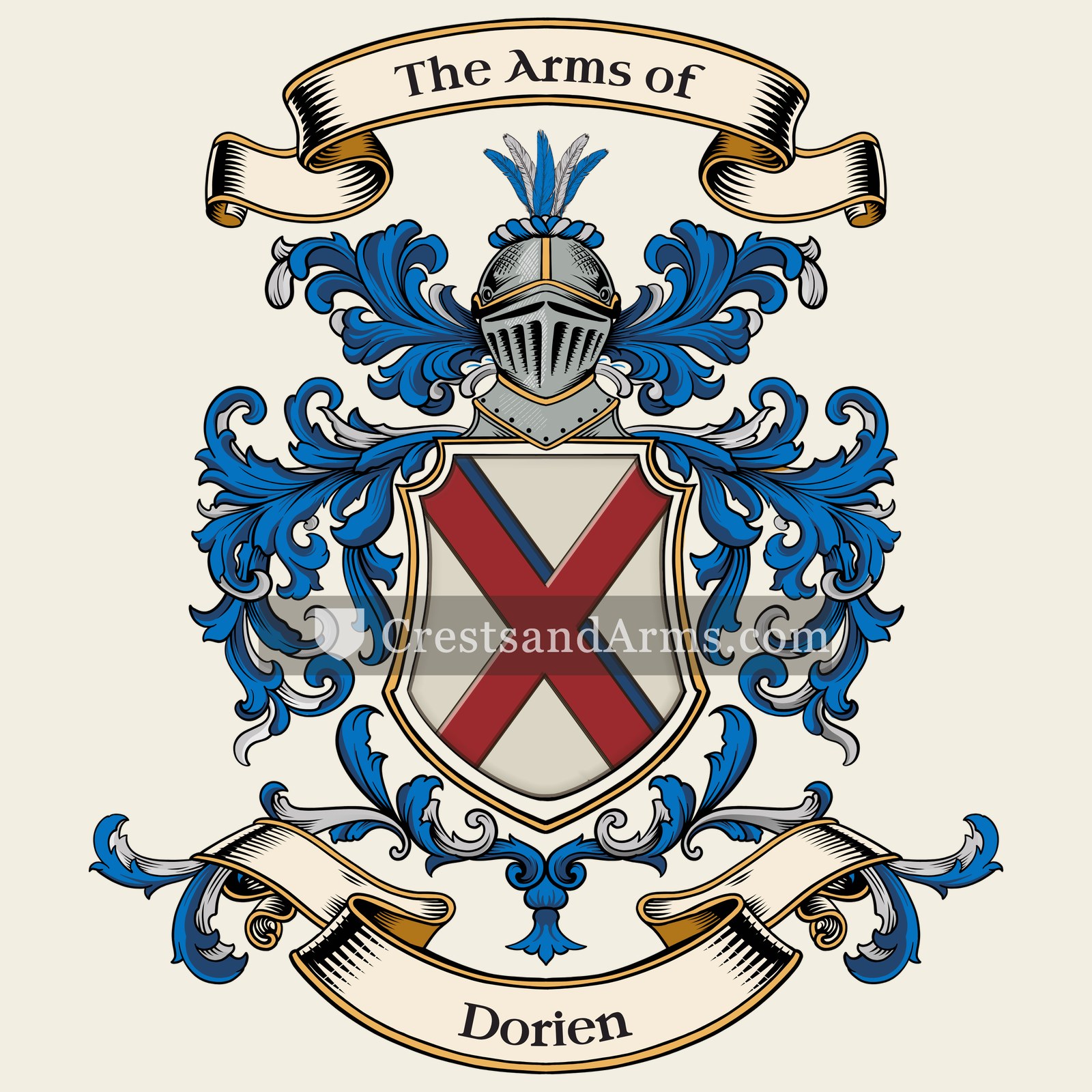 The Dorien coat of arms, drawn from the recorded blazon