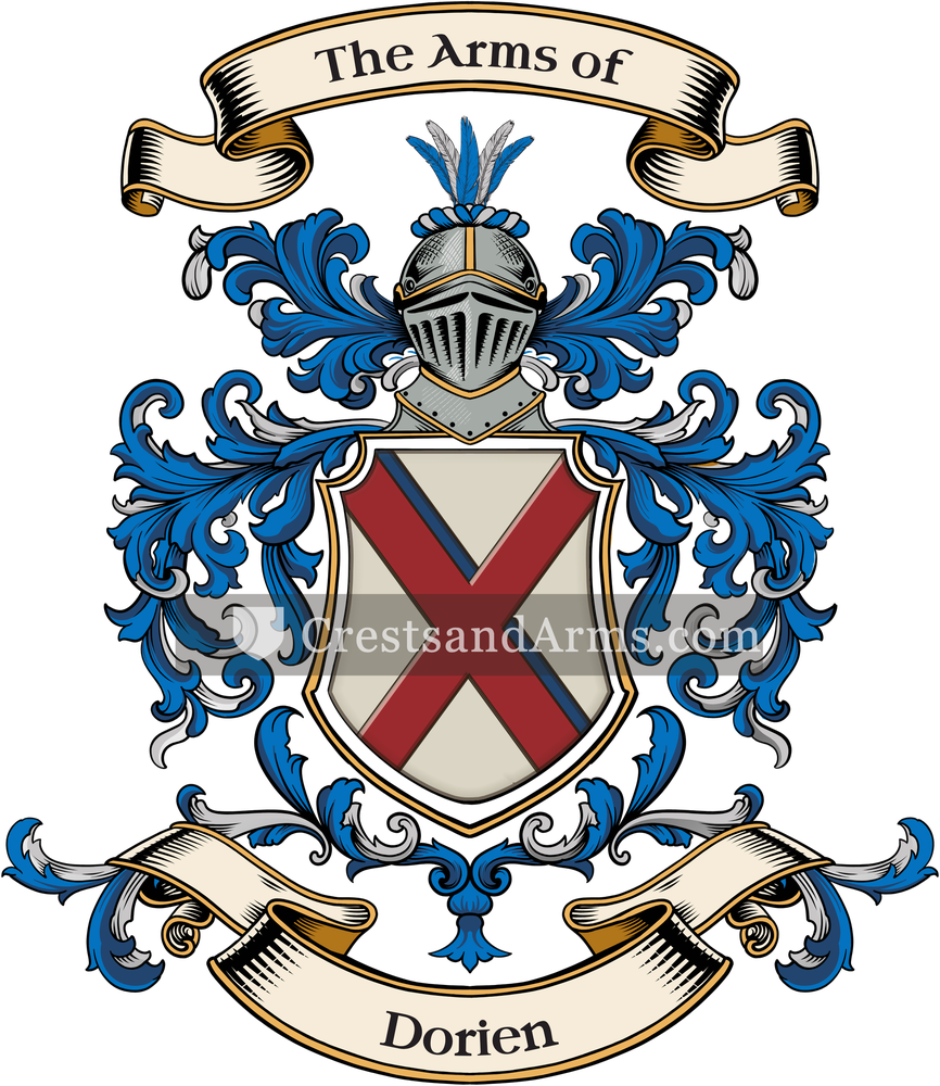 The Dorien coat of arms, drawn from the recorded blazon