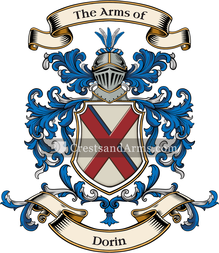 The Dorin coat of arms, drawn from the recorded blazon