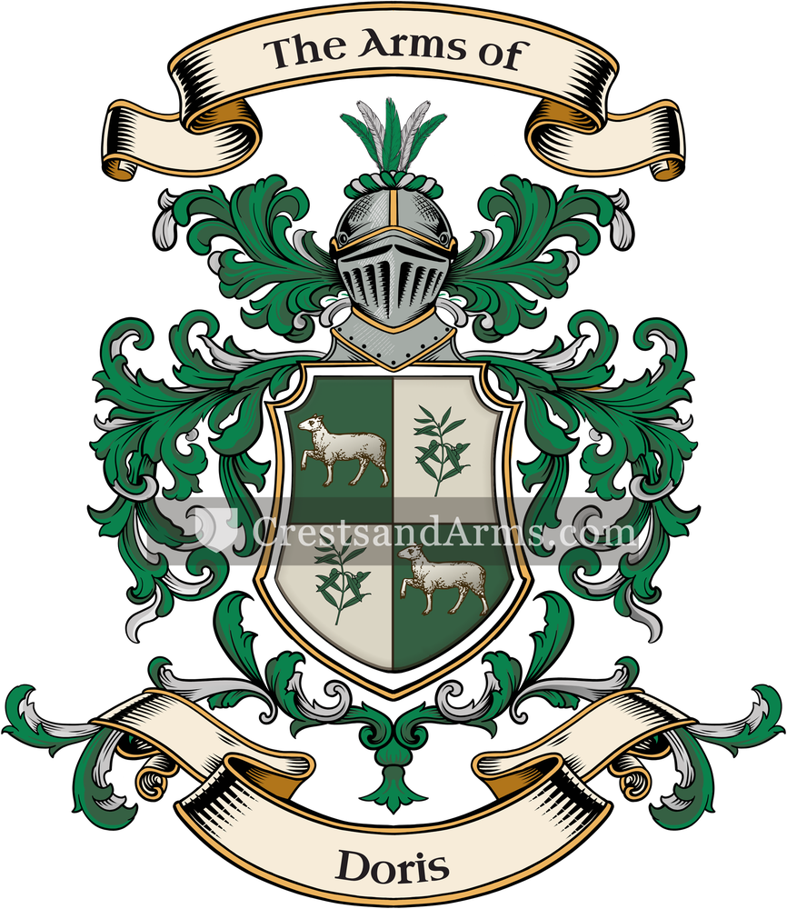 The Doris coat of arms, drawn from the recorded blazon