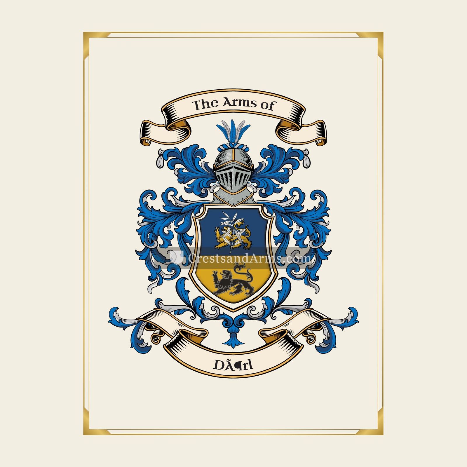 With gold border