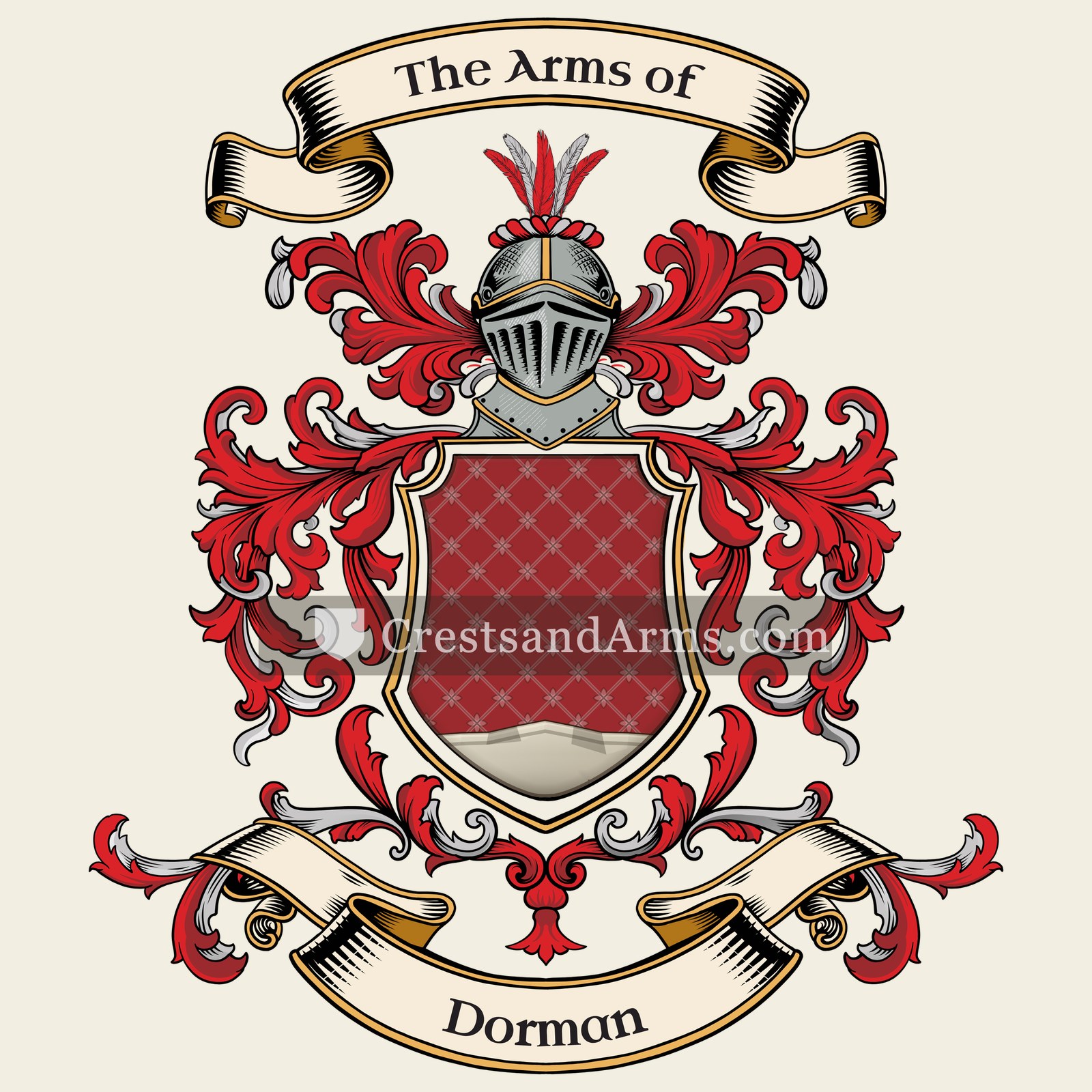 The Dorman coat of arms, drawn from the recorded blazon