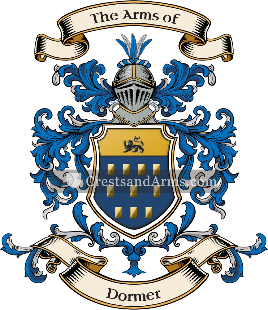The Dormer coat of arms, drawn from the recorded blazon