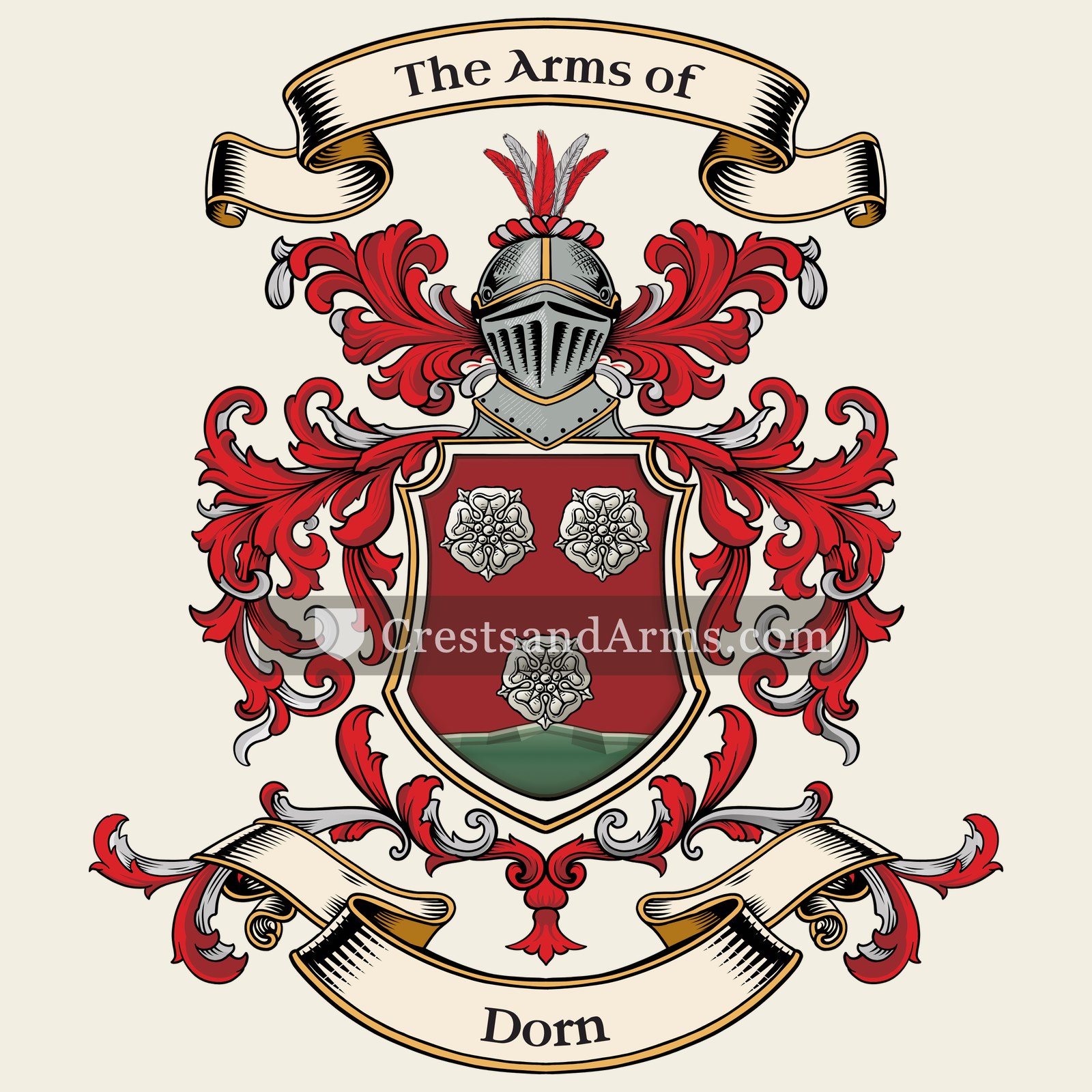The Dorn coat of arms, drawn from the recorded blazon