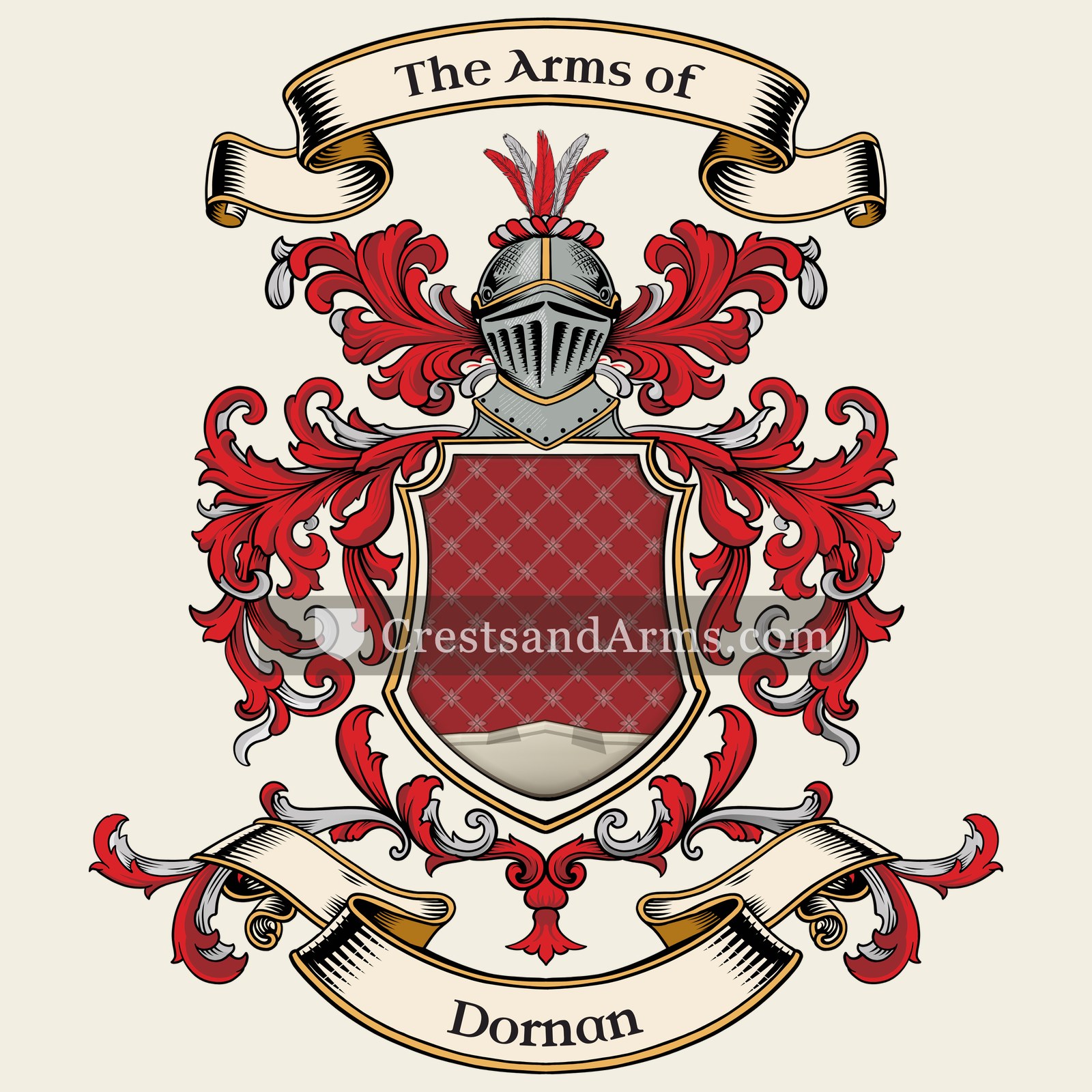 The Dornan coat of arms, drawn from the recorded blazon