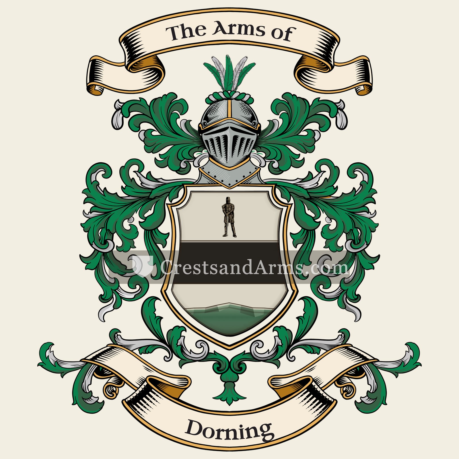 The Dorning coat of arms, drawn from the recorded blazon