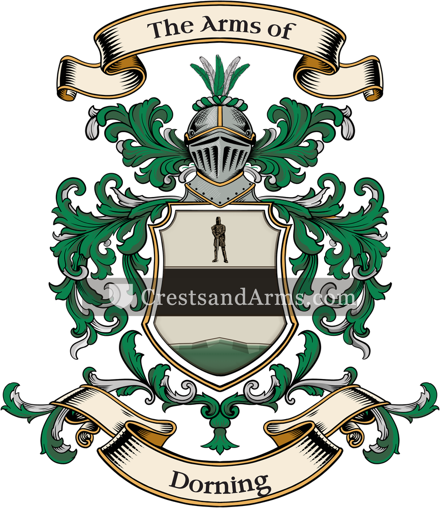The Dorning coat of arms, drawn from the recorded blazon
