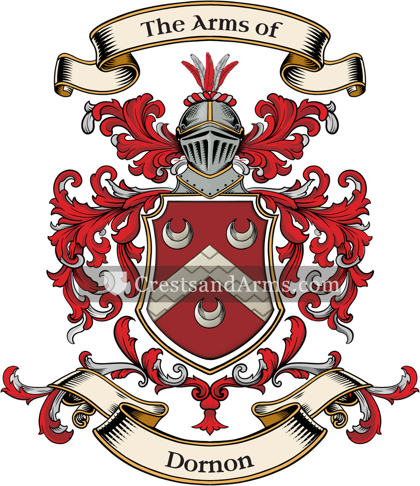 The Dornon coat of arms, drawn from the recorded blazon
