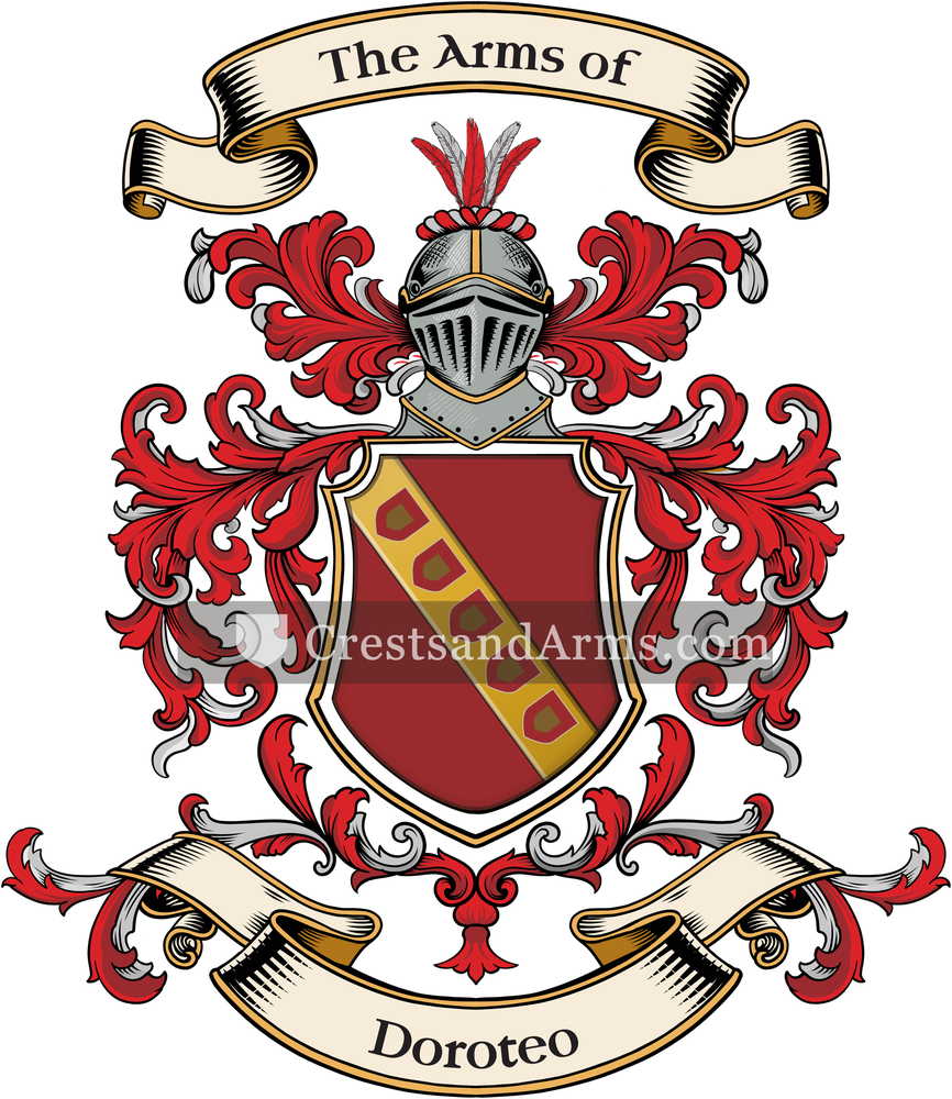 The Doroteo coat of arms, drawn from the recorded blazon