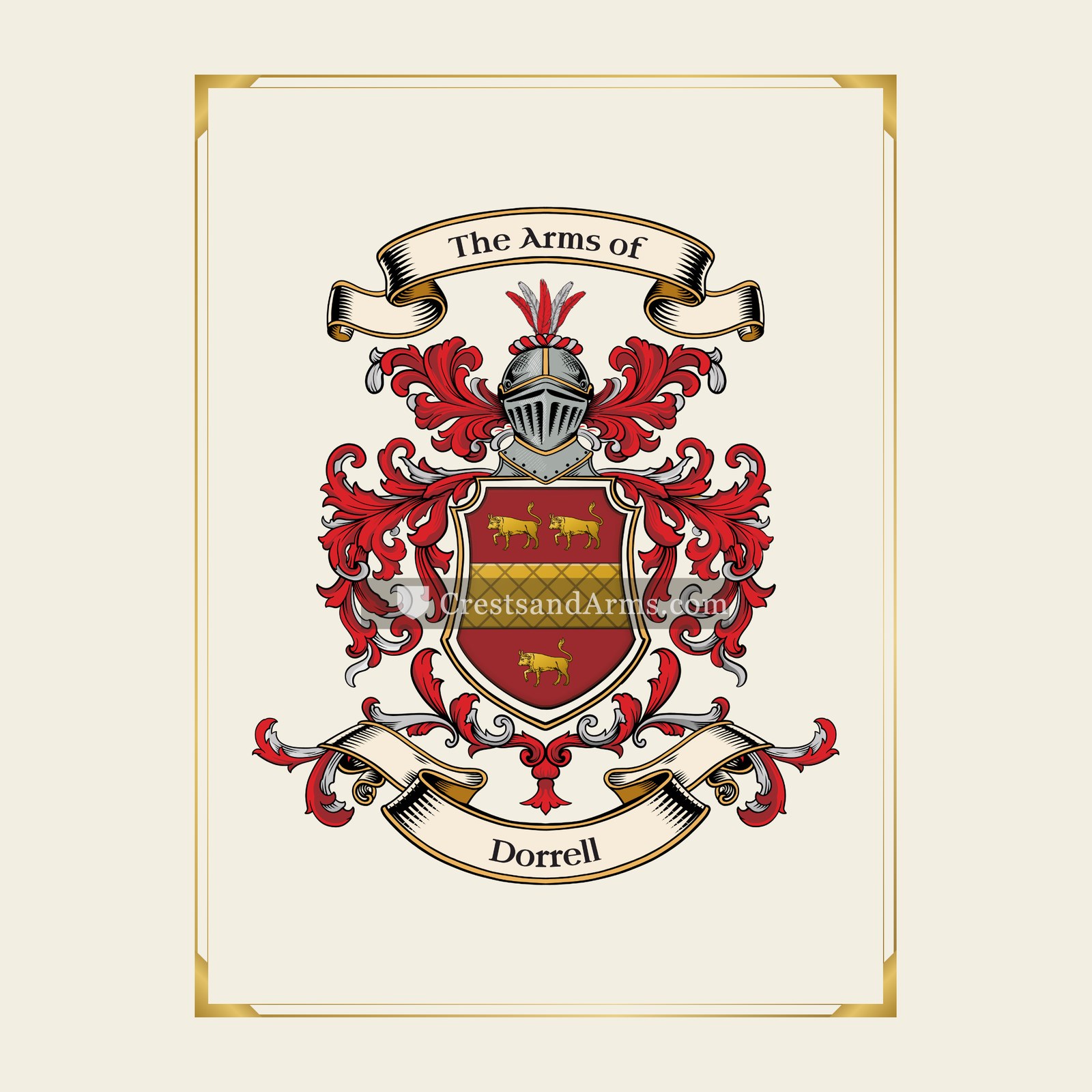 With gold border