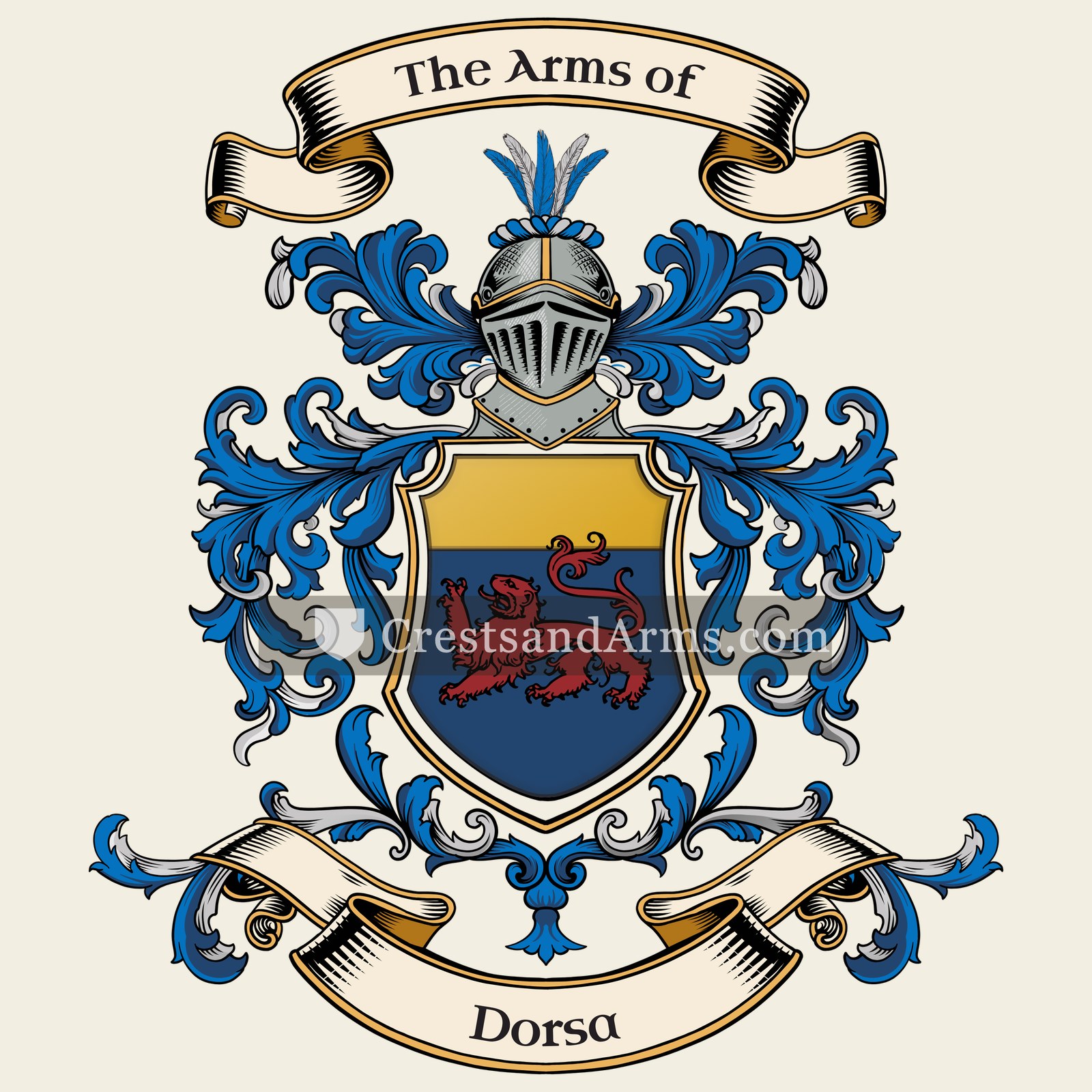 The Dorsa coat of arms, drawn from the recorded blazon