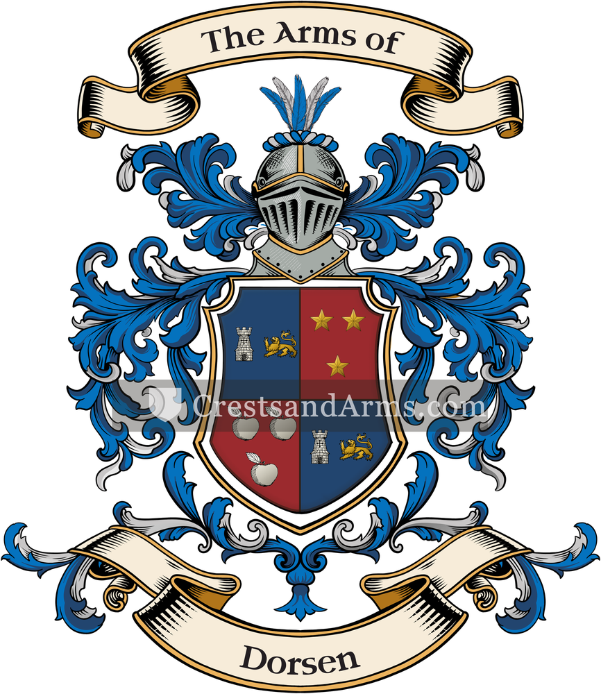 The Dorsen coat of arms, drawn from the recorded blazon
