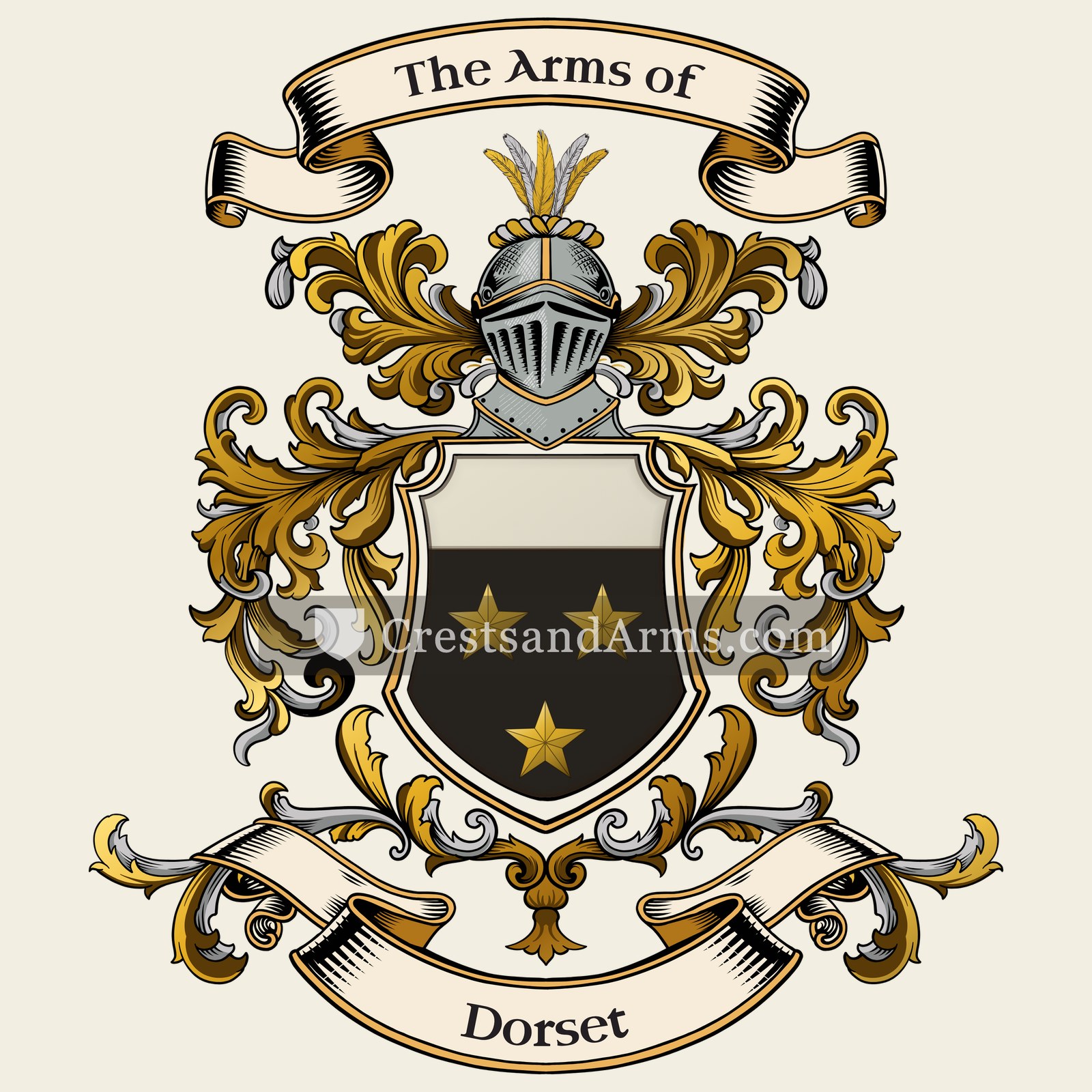 The Dorset coat of arms, drawn from the recorded blazon