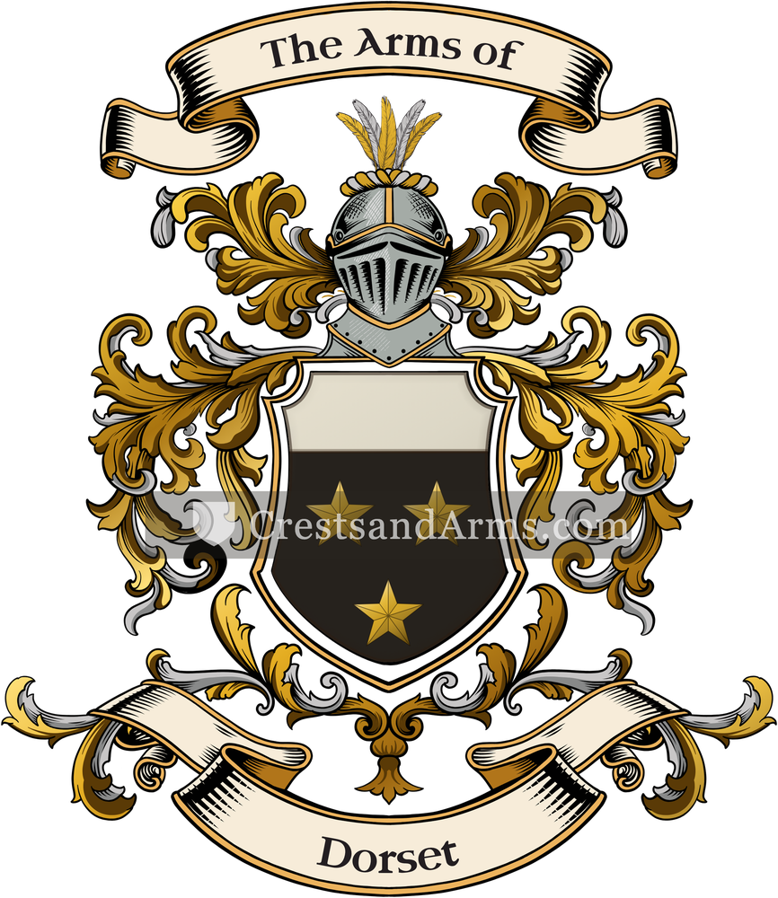 The Dorset coat of arms, drawn from the recorded blazon