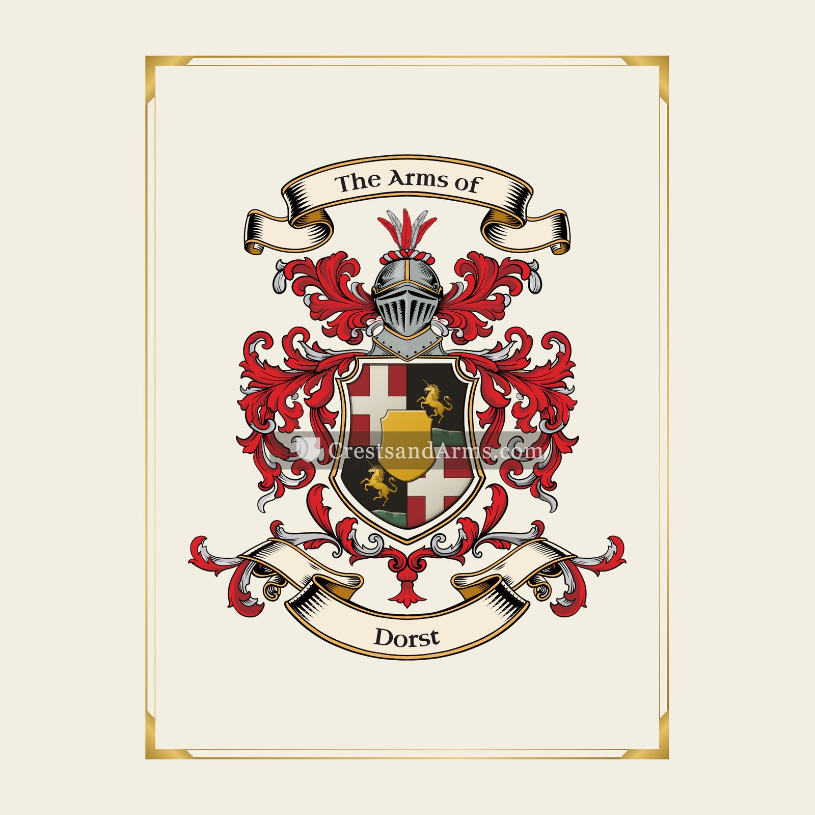 With gold border