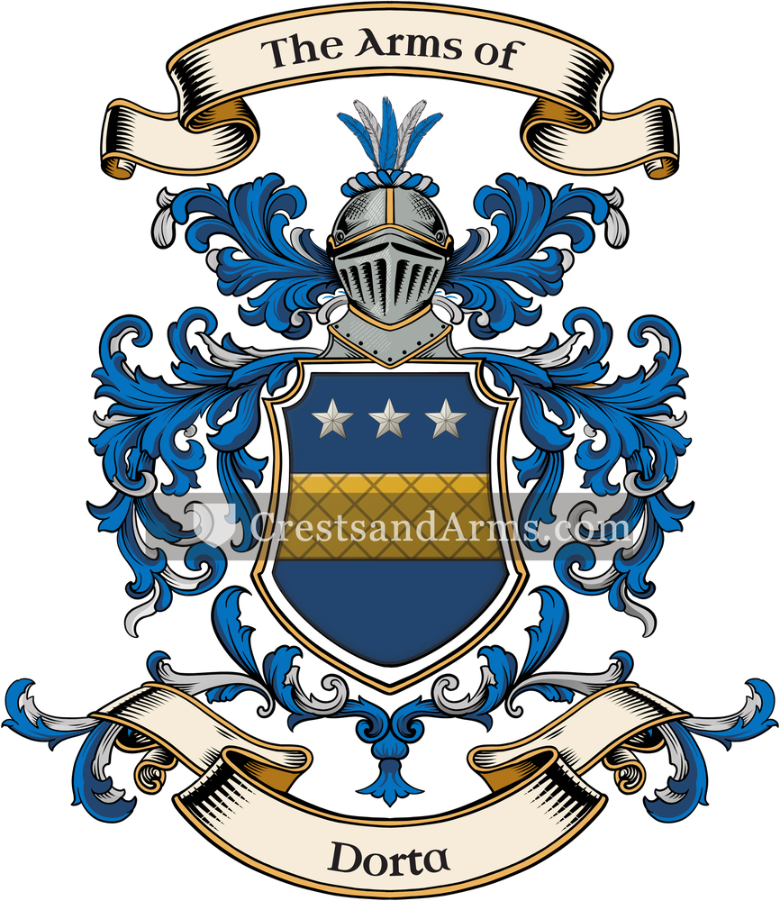 The Dorta coat of arms, drawn from the recorded blazon