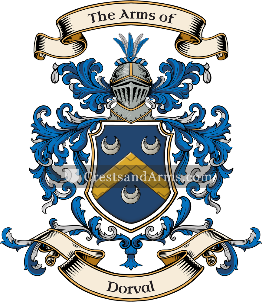 The Dorval coat of arms, drawn from the recorded blazon