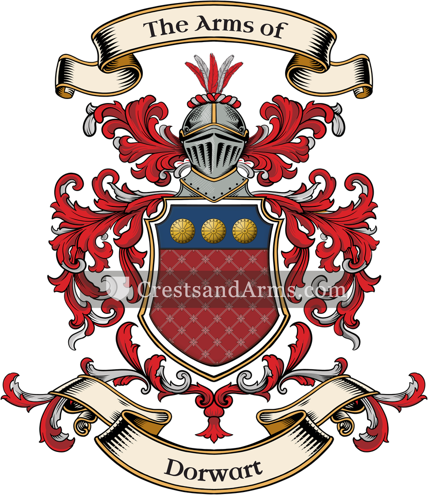 The Dorwart coat of arms, drawn from the recorded blazon