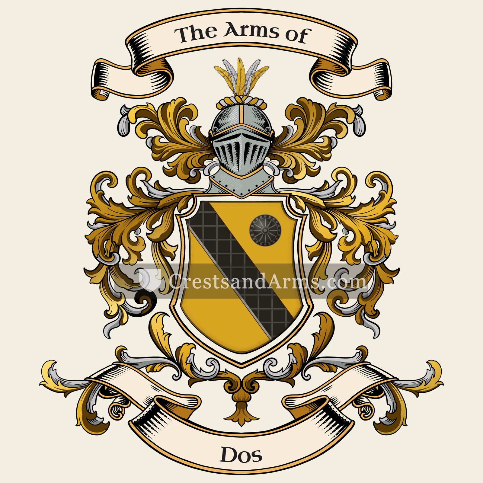 The Dos coat of arms, drawn from the recorded blazon