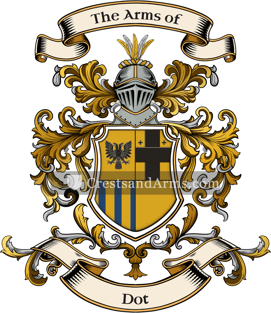 The Dot coat of arms, drawn from the recorded blazon
