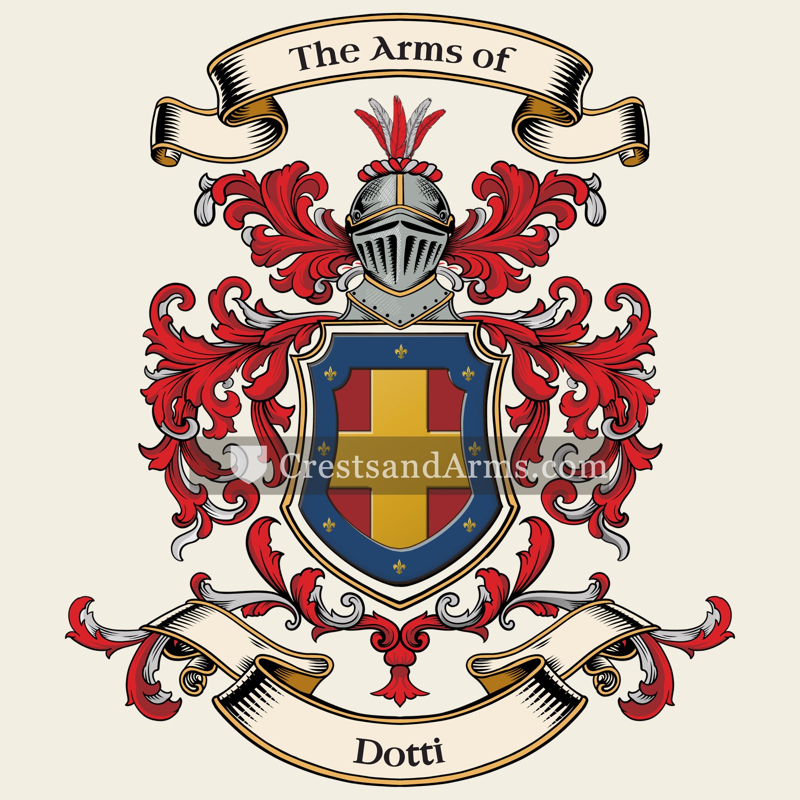 The Dotti coat of arms, drawn from the recorded blazon