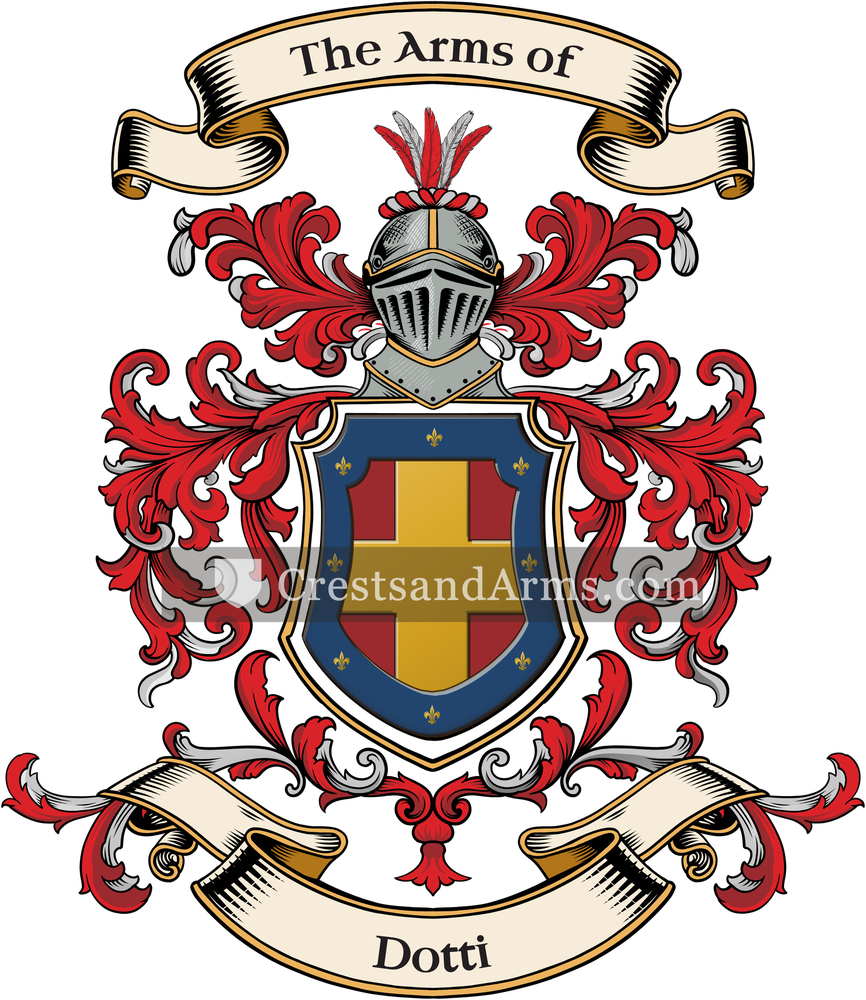 The Dotti coat of arms, drawn from the recorded blazon
