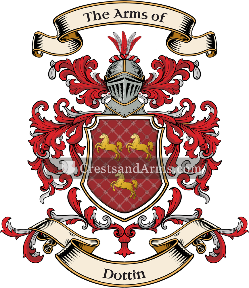 The Dottin coat of arms, drawn from the recorded blazon