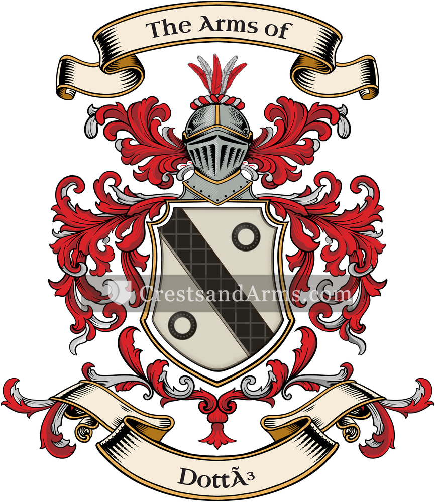 The Dottó coat of arms, drawn from the recorded blazon