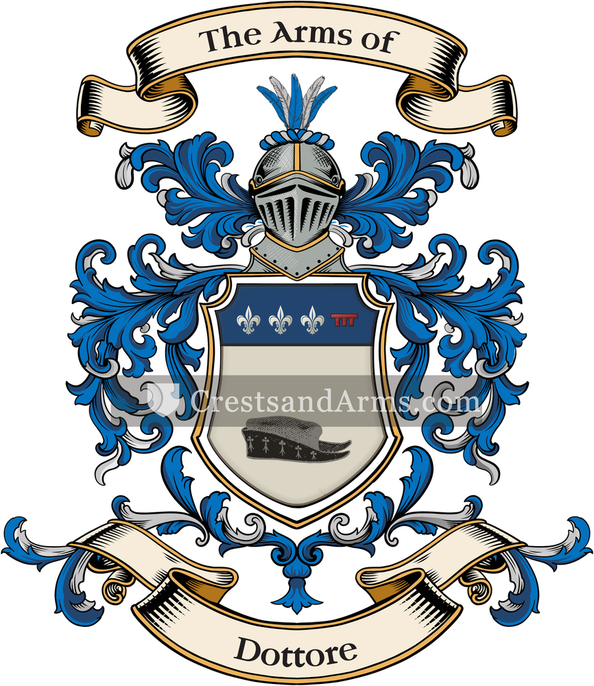 The Dottore coat of arms, drawn from the recorded blazon